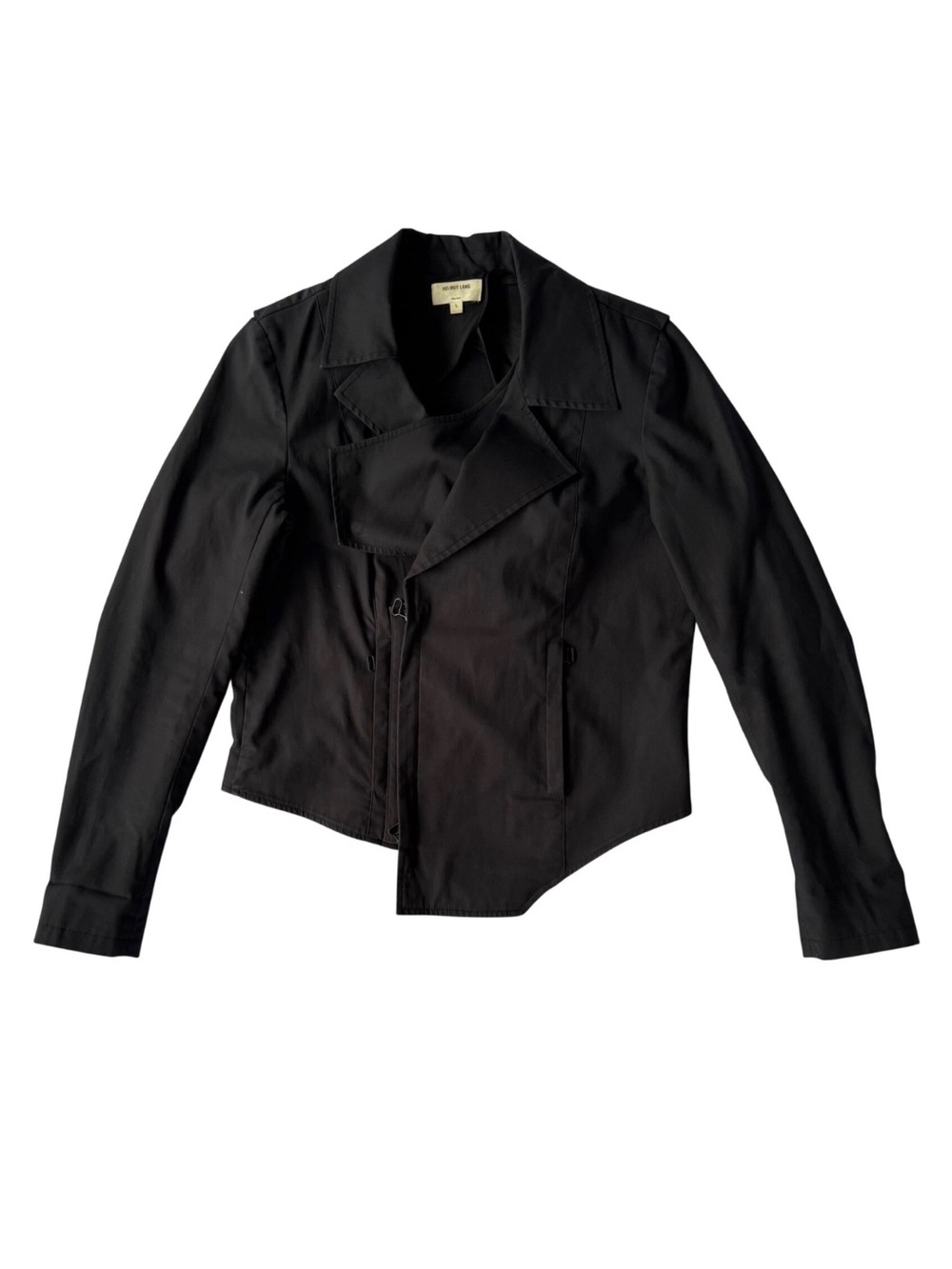 Helmut Lang Black Asymmetrical Zip Bomber Jacket